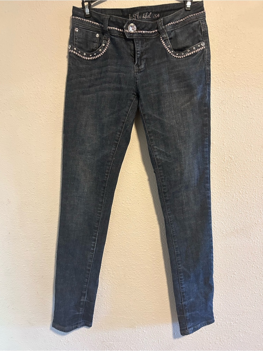 L.A. idol Dark Blue Skinny Jeans with Silver Studs